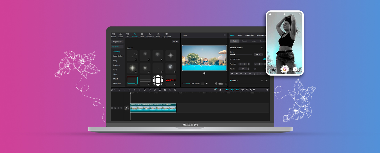 PicsArt video editing on PC.